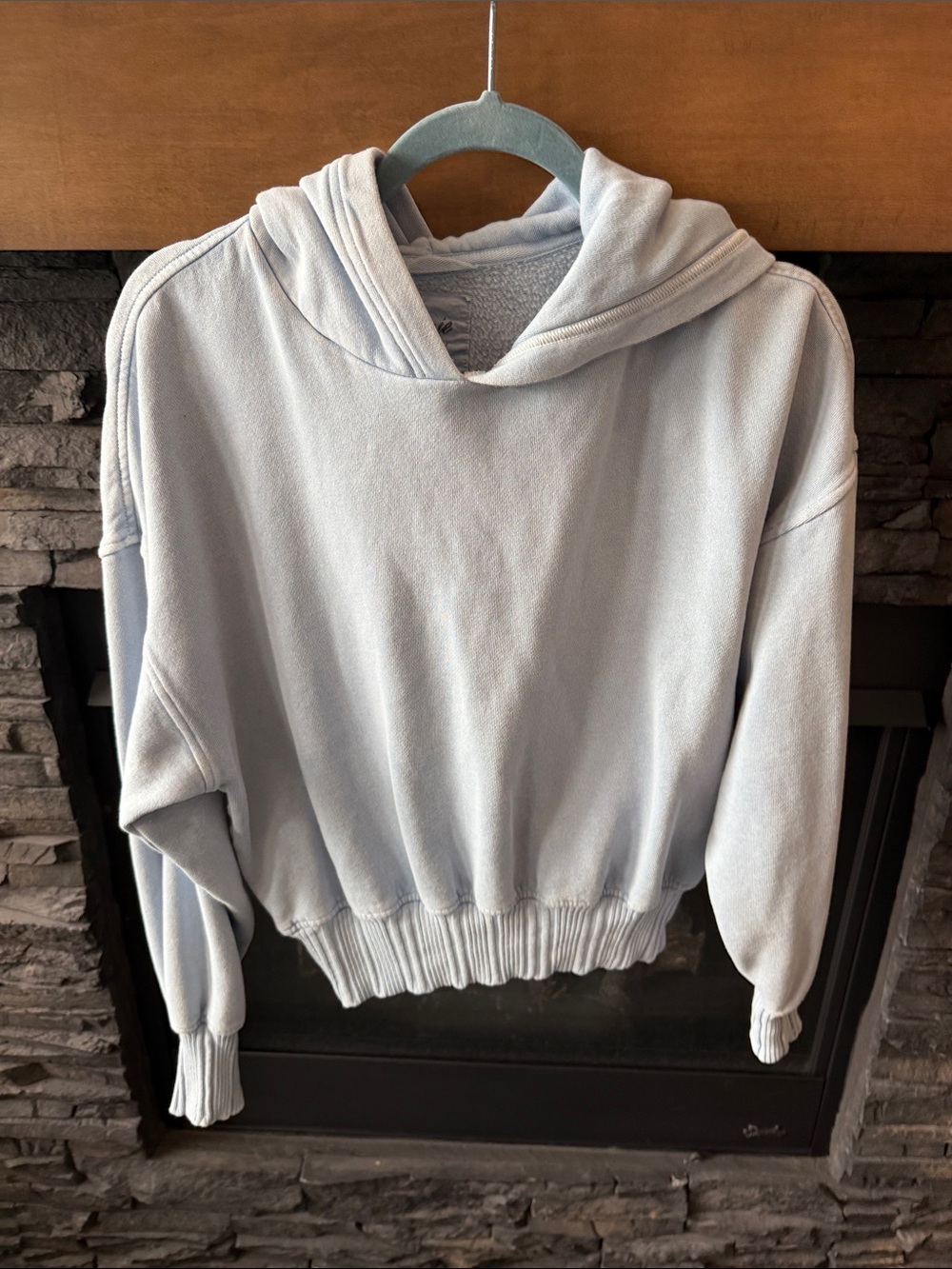 aerie Light Blue Cropped Hoodie Sweatshirt